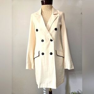 Zara-NWT- TRF Collection Cream Double-Breasted Coat/ Blazer/ Mini Dress. Size XS